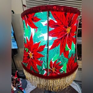 Kitsch Holiday Lampshade – Red Velvet Trim & Beaded Fringe